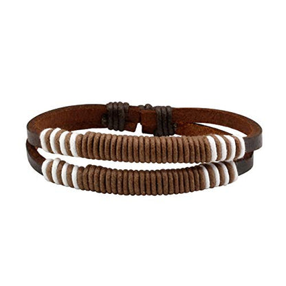 6-12PCS Braided Faux Leather Bracelet Punk Cuff Wrap Bracelets for Men Women Adjustable - color: I:8pcs