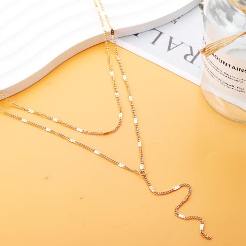 NEWITIN 6 Pieces Pendant Layered Necklaces for Women Gold Necklace Set | Hypoallergenic, Gold Plated, Cubic Zirconia, Cuban Link, Snake Chain, Stackable Chains Choker, Layering Necklace, Women Gifts - color: Gold Delicate