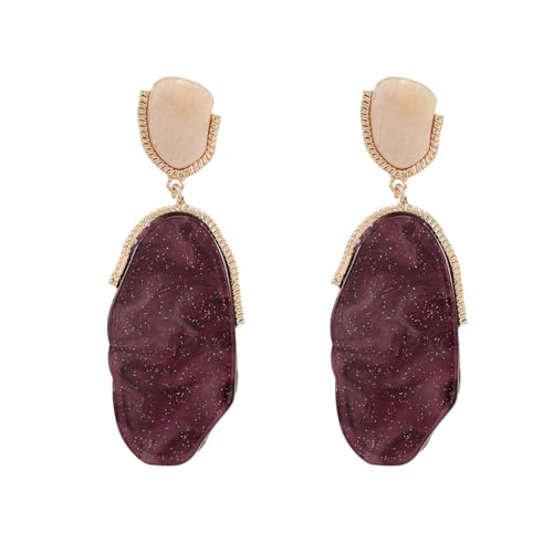 Acrylic Geometric Earrings Multilayer Resin Earrings Long Drop Dangle Earrings Acetate Tassel Earrings Long Pink Cute Jewelry Design for Women - color: White+Purple