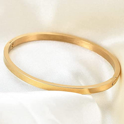 MYNENEY Womens Bracelets Stainless Steel Pave Cubic Zironia Stackable - color: 4mm-Gold, size: 6 Inch