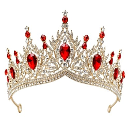 Casoty Red Crystal Tiaras and Crowns for Women, Rhinestone Queen Headband Bridal Headpieces for Wedding Birthday Prom Quinceanera Pageant Party - color: Red