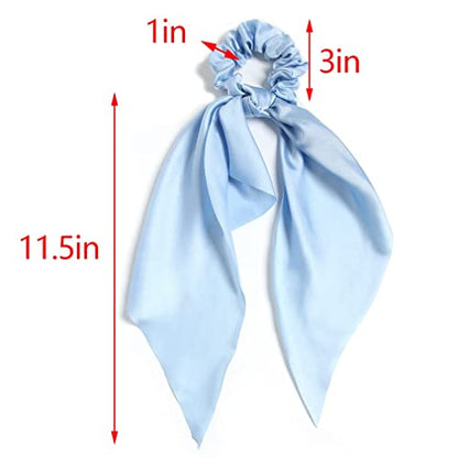 3PCS Hair Scarf Scruncheis for Women Knotted Bow Hair Ties Elastic Bands Satin Hair Ribbon Scrunchy Red Ponytail Holder for Women and Girls (Blue Lilac Pink) - color: Blue Lilac Pink