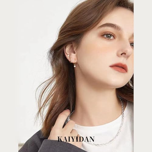 2 Pairs Gold/Silver Hoop Earrings For Women Set Trendy,14K Plated Gold Chunky Huggie Hoop Earings Pack,Oval Twisted Statement Silver Hoops,Fashion Jewelry Gift - color: B12 Stackable style 6 pair CZ set