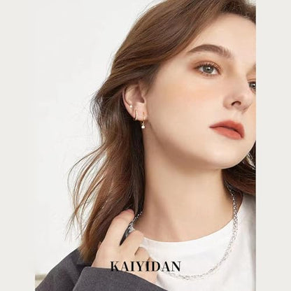 2 Pairs Gold/Silver Hoop Earrings For Women Set Trendy,14K Plated Gold Chunky Huggie Hoop Earings Pack,Oval Twisted Statement Silver Hoops,Fashion Jewelry Gift - color: B12 Stackable style 6 pair CZ set