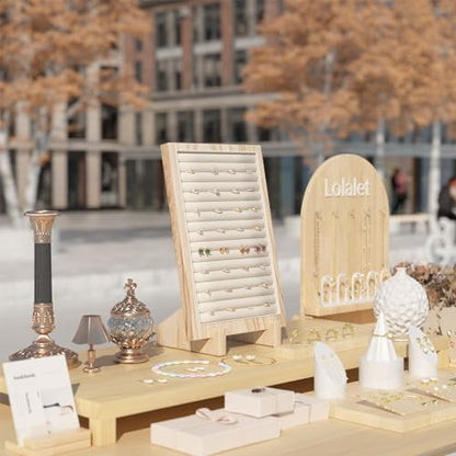 Lolalet Wooden Jewelry Display Stand -1 Pack, Ring | Necklace Bracelets Earrings Rings Jewelries Stand Freestanding Natural Wood Holder Rack for Selling Vendor Store - color: Ring