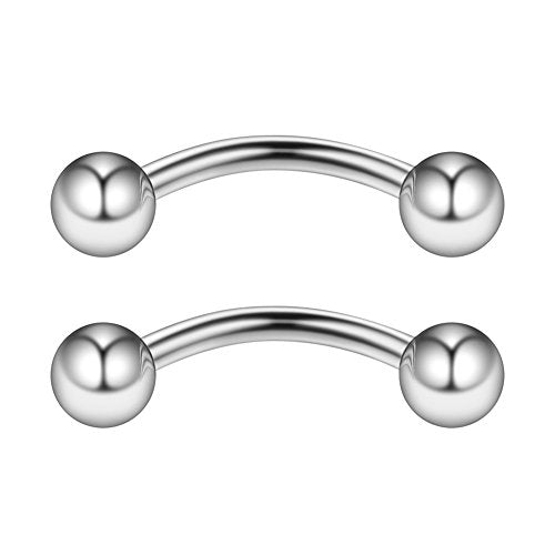14G 12mm Surgical Steel Eyebrow Snake Eyes Tongue Navel Belly Ring Body Piercing Jewelry 2-6PCS - color: 14G 1/2" (12mm) Steel -2PCS