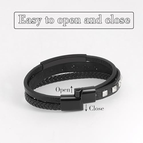 6-12PCS Braided Faux Leather Bracelet Punk Cuff Wrap Bracelets for Men Women Adjustable - color: E3:5PCS
