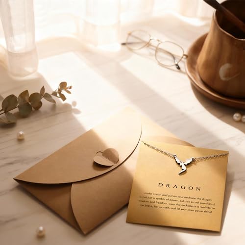 Baydurcan Dainty Silver Necklace for Women Ankh Horse Celtic Necklace Gifts | Dainty charm gifts for friends sister mother, birthday, christmas, graduation gifts. Ready to give with card & envelope. - style: Dragon