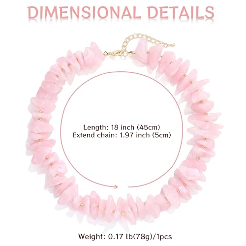 Elegance 11 designs Chunky Heart Necklace for Women, Colorful Acrylic Beaded Statement Puff Heart Necklace, Cute Boho Y2K Choker Necklace for Gift Jewelry - color: Pink