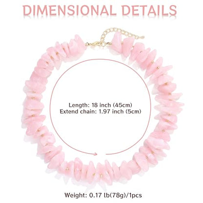 Elegance 11 designs Chunky Heart Necklace for Women, Colorful Acrylic Beaded Statement Puff Heart Necklace, Cute Boho Y2K Choker Necklace for Gift Jewelry - color: Pink