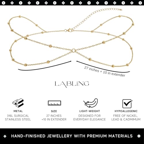 Gold Belly Waist Chain for Women | Layered Belly 14K Gold Plated Chain Adjustable Bikini Belly Beads Body Chain Waterproof | Jewelry Gift - color: Style 3