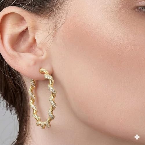 14K Gold Braided Texture Hoop Earring, 32/40mm Twist Rope Design Round Hoop Earrings for Women Gold Jewelry Gifts for women - style: Braided Earrings-40mm
