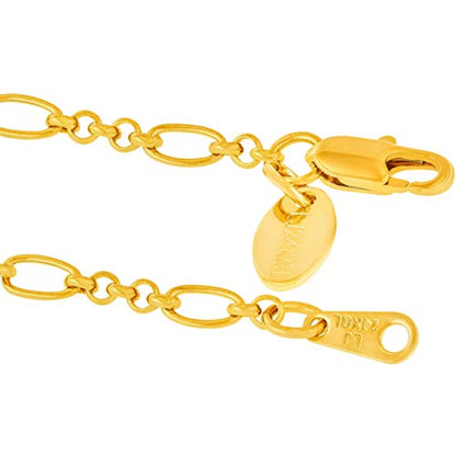 LIFETIME JEWELRY Womens Gold Anklet 2mm Figaro Link Chain Ankle Bracelet 24k Real Gold Plated