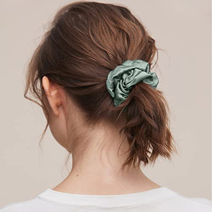 LILYSILK Silk Hair Scrunchies for Frizz & Breakage Prevention 100% Mulberry Silk Hair Ties No Damage Elastic Silk Ponytail Holders, 1Pc, Avocado Green - color: Avocado Green