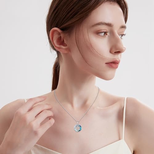 JUSTKIDSTOY Birthday Gifts for Women Girls 925 Sterling Silver Celtic Moon Star Necklace with Blue Crystal Pendant Jewelry for Sister Friends - style: 20th