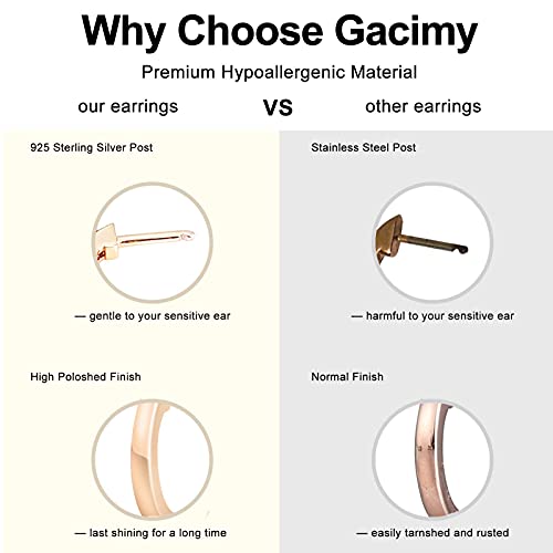 Gacimy Hoop Earrings for Women 14K Gold Plated Cartilage Stud Small Huggie Ear Cuff - color: Rose Gold & CZ, size: 15MM