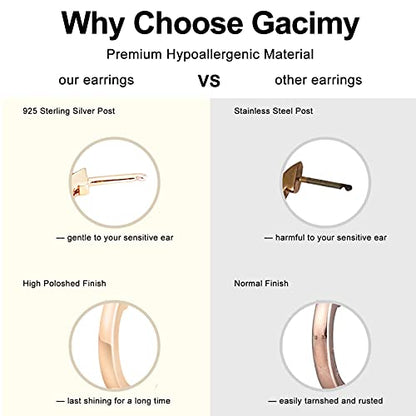 Gacimy Hoop Earrings for Women 14K Gold Plated Cartilage Stud Small Huggie Ear Cuff - color: Rose Gold & CZ, size: 15MM