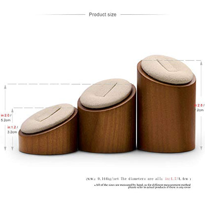 Oirlv Solid Wood 3 Pcs Ring Display Stand Jewelry Showcase Holder SM094 (Creamy-White) - color: Creamy-white