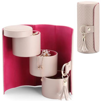 VLANDO Viaggio Mothers Day Gifts Her - Small Jewelry Case Box - Travel Essential Accessories for Women, Travelers, Couples, Mom, Friends, Bridesmaid - color: A. Grey&Red