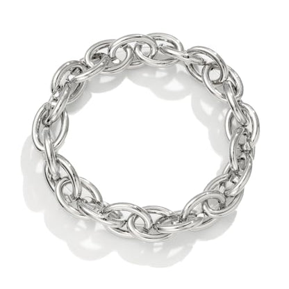 Chunky Gold Bracelet for Women Non Tarnish, Trendy Stretch Cuban Link Chain Plated Gold Bangle Bracelets - color: O-Small-Silver