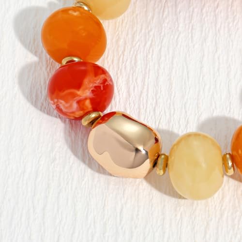 Multicolor Chunky Beaded Bracelet for Women Bold Acrylic Resin Stretch Bracelet Summer Beach Statement Bracelets Trendy Elastic Bangle Jewelry - color: Chunky bead bracelet-multi brown