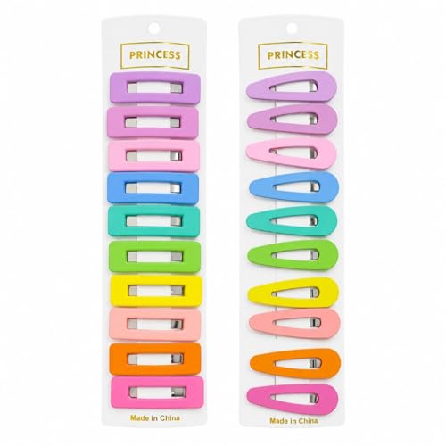 Bphne 20 Pcs Matte Non-Slip Snap Hair Clips for Women, Pastel Teardrop & Rectangle Barrettes, Small Metal Pins for Bangs, Strong Hold for School Party Travel Gift - color: Pastel