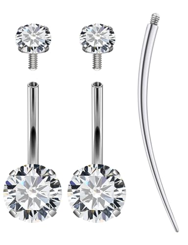 Belly Button Rings Surgical Stee, Extra-Long & Short Simple Internally Threaded Belly Rings, 14G Belly Piercing Jewelry,Navel Piercing Jewelry for Women Men 6mm 8mm 10mm 12mm 14mm 16mm - color: 8mm 5/16 Inch Belly Button Ring