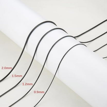 HZMAN Snake Chain Necklace for Men Women Thin Stainless Steel Chain Necklace Hip Hop Men's Choker Necklace 16"-30" Jewelry Gift - color: 0.9mm-Black, size: 22.0In