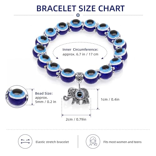 Fesciory Evil Eye Bracelet for Women, Gold Plated Adjustable Chain Jewelry | Blue Evil Eye Charm Bracelet, Lucky Amulet Symbolism, Dainty Adjustable Chain, Daily wear, Jewelry gifts - color: Blue-2