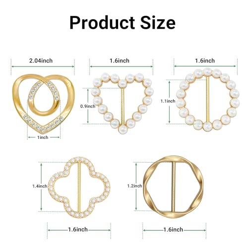 Scarf Rings Shirt Clips, T-Shirt Tie Clips for Women, Cute Scarf Ring and Slides for Scarves, Clothing Accessories - color: 6Pcs Gold