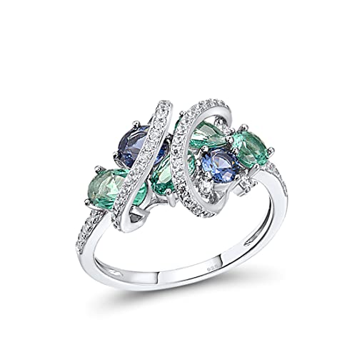 Santuzza 925 Sterling Silver Twist Ring White Cubic Zirconia Rings - color: [B]Blue