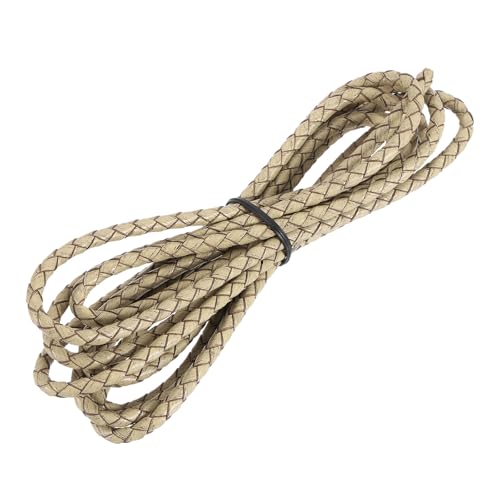 MECCANIXITY Braided Leather Cord, Round Leather Bolo Tie String Rope for Crafts, Jewelry Making, Necklace, Bracelets, 4mm x 2m, Retro Khaki - color: Retro Khaki, size: 4mm x 2m