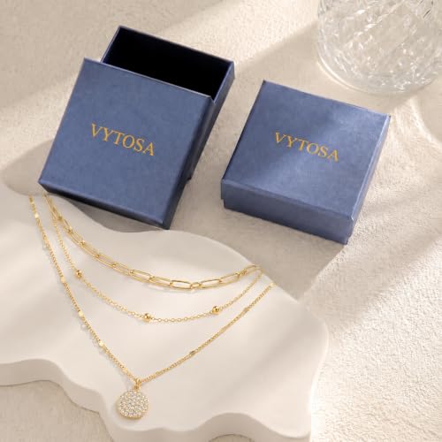 Layered Necklaces for Women, 3 Piece Gold Necklace Set | Paperclip, Satellite & CZ Pendant Chains; 14K Gold Plated Silver Stainless Steel Necklace; Hypoallergenic Non Tarnish Jewelry - color: Gold