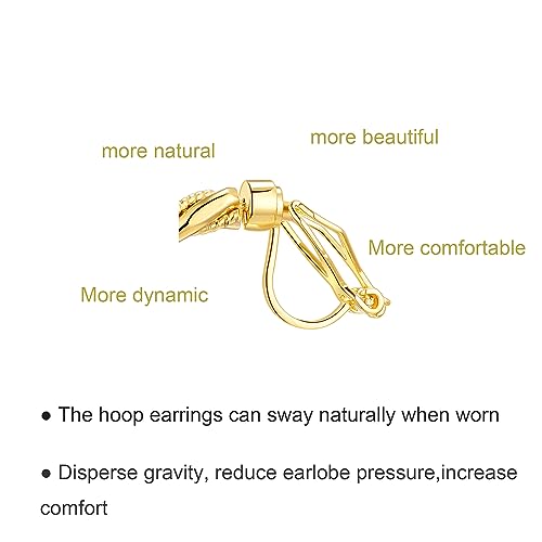 YOQUCOL 5CM(2.0IN) Golden Swingable Clip On Hoop Earrings for Women Non Pierced Ears Hoop Earrings - color: C