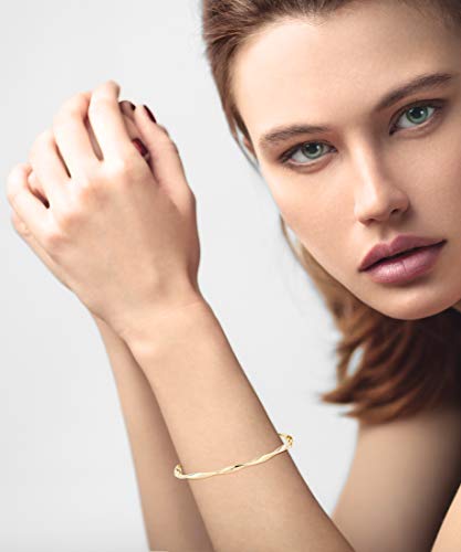 Miabella Italian 18K Gold Plated 925 Sterling Silver Italian Oval Twist Hinged Bangle Bracelet for Women, 925 Made in Italy - style: Medium - 7.5 Inches