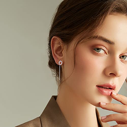 Pearl Dangle Earrings for Women, Threader Earrings Long Drop Earrings, Dainty Hoop Earrings Hypoallergenic Tassel Ear Chain for Wedding Jewelry Gifts - color: Cubic Zirconia Threader Earrings