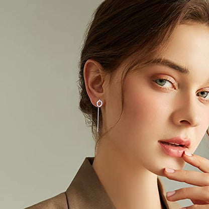 Pearl Dangle Earrings for Women, Threader Earrings Long Drop Earrings, Dainty Hoop Earrings Hypoallergenic Tassel Ear Chain for Wedding Jewelry Gifts - color: Cubic Zirconia Threader Earrings