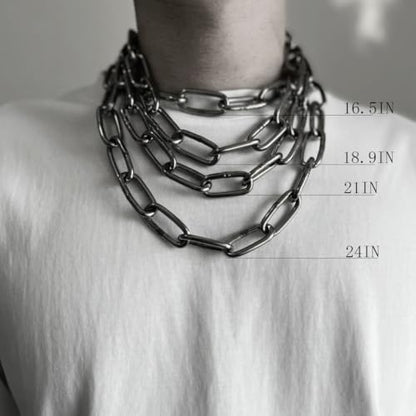 Men's Heavy Duty Quee Goth Grunge Chunky Necklaces Punk Stainless Steel Alternative Industrial Collar Choker Link Chain For Women Jewelry - size: 24, style: 4MM