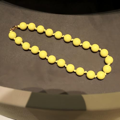JNF Chunky Beaded Necklaces Women Large Big Ball Bead Choker Necklace Bold Statement Beads jewelry Gift - color: yellow bead choker