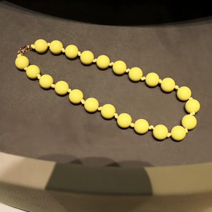 JNF Chunky Beaded Necklaces Women Large Big Ball Bead Choker Necklace Bold Statement Beads jewelry Gift - color: yellow bead choker