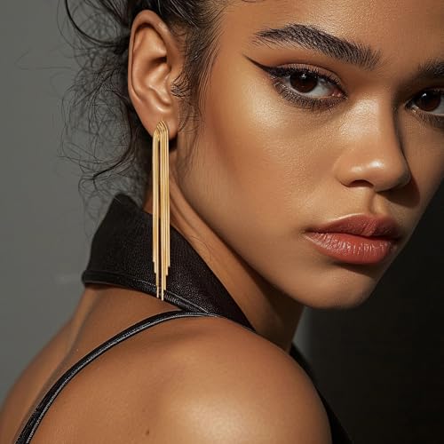 Luxval Rhinestone Earrings Dangling for Women Sparkly Silver Dangle Earrings Girls Long Chandelier Earrings Tassel Lightweight Ear Studs Cubic Zirconia Crystal Statement - color: Gold-Rope chandelier