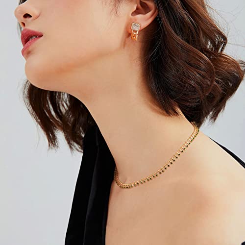 MTMY Beaded Necklaces for Women 14K Gold Plated Dainty Colorful Green/Rose Beaded Pearl Choker Necklace Delicate Boho Choker Necklace Jewelry Gift - style: Green