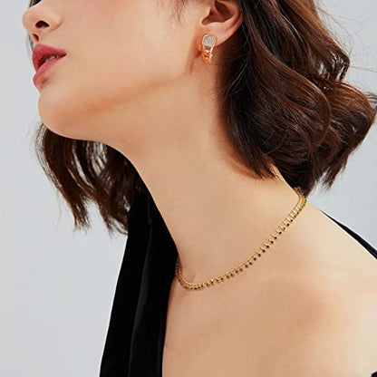 MTMY Beaded Necklaces for Women 14K Gold Plated Dainty Colorful Green/Rose Beaded Pearl Choker Necklace Delicate Boho Choker Necklace Jewelry Gift - style: Green