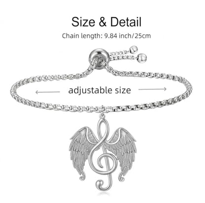 SUPAC Musical Note Jewelry Set, 4-Piece Silver Treble Clef Design, Necklace Bracelet Earrings Keychain - color: Silver/Rose Gold