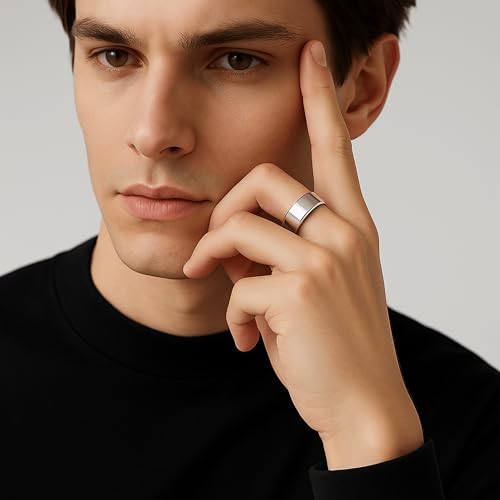 Magnetic Open Ring – Wellness‑Inspired Adjustable Band Ring, Polished Minimalist Jewelry for Men & Women, Everyday Balance, Compact Gift Box - color: Silver
