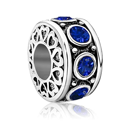 Birthstone Birthday Compatible With Pandora Charms Bracelet | Heart, Birthstone, Birthday Cake, Womens Bead Charms for Bracelets, Christmas Jewelry - style: Blue September Birthstone