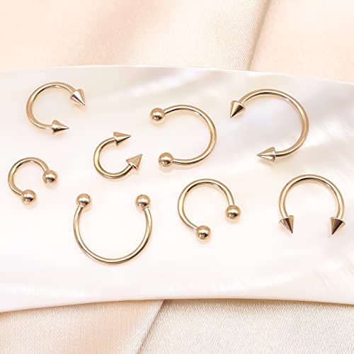 BLISI G23 Solid Titanium Eyebrow Piercing Jewelry, Gold Black Rose Gold Silver Pink Rainbow Eyebrow Rings 16G Curved Barbell,Tiny Vertical Labret Lip Jewelry Rook Piercing Jewelry for Women and Men - color: Rose Gold 2
