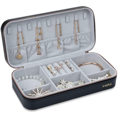 Travel Jewelry Case Organizer, Portable Jewellery Box for Women Jewelry Travel Organizer for Rings Earrings Necklaces Bracelets Watch, Black C - color: C Black, size: Style C