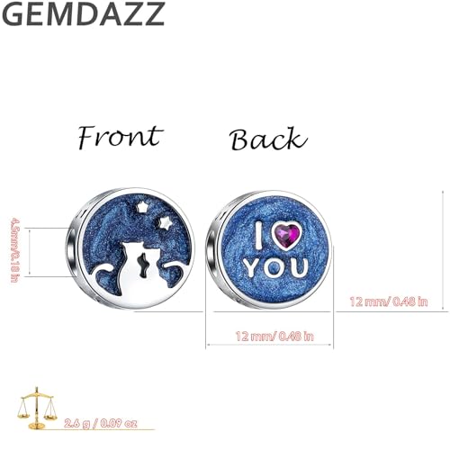GEMDAZZ 925 Sterling Silver Valentines Day Charms Heart Charms, I Love You to The Moon and Back Pendant, Cupid Arrow and 4 Leaf Clover Beads fit European Bracelets, Gift for Lover/Wife/Girls - color: Couple Cat Charm