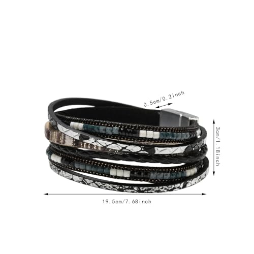 PU Leather Wrap Bracelet Bracelet for Women Bohemian Handmade Decorative Jewelry Gift Multi Layer Layered Bracelet Bracelet